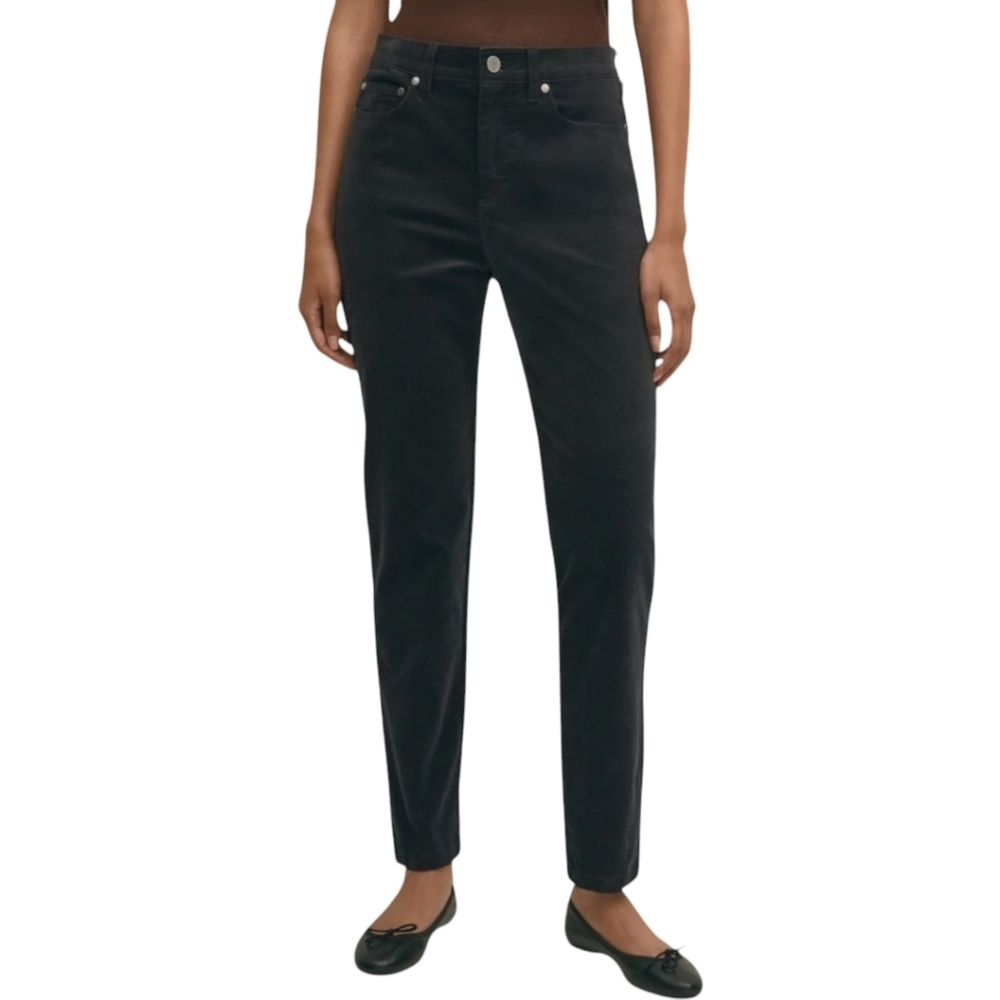 NWT Brooks Brothers Womens Corduroy Pants Black High Rise Straight Leg Size 4‎